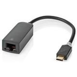 Nedis - USB-C naar RJ45 Gigabit Ethernet Adapter - Zwart - 0,20 Meter