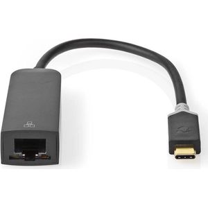 Nedis USB-netwerkadapter - USB 3.2 Gen 1 - 1000 Mbps - USB-C Male - RJ45 Female - 0.20 m - Rond - Verguld - Vertind-Koper - Antraciet - Doos