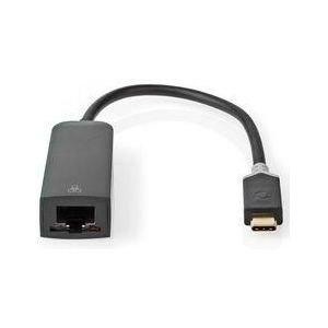 Nedis - USB-C naar RJ45 Gigabit Ethernet Adapter - Zwart - 0,20 Meter