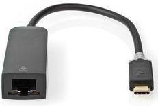 Nedis - USB-C naar RJ45 Gigabit Ethernet Adapter - Zwart - 0,20 Meter