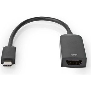 USB-C Adapter | USB 3.2 Gen 1 | USB-C Male | HDMI Female | 4K@60Hz | 0.20 m | Rond | Vernikkeld | PVC | Zwart