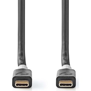Nedis USB-C naar USB-C kabel met E-Marker chip - USB3.2 (tot 20 Gbit/s) - PD tot 20V/5A - video tot 4K 60Hz / zwart - 1 meter