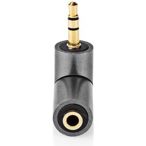 Stereo-Audioadapter | 3,5 mm Male | 3,5 mm Female | Verguld | Recht | Metaal | Goud / Gunmetal-Grijs