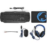 Nedis - GCK41100BKIT Gaming Combo Kit - Toetsenbord - Koptelefoon - Muis - Muismat - Blauw / Zwart