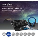 Nedis - GCK41100BKIT Gaming Combo Kit - Toetsenbord - Koptelefoon - Muis - Muismat - Blauw / Zwart