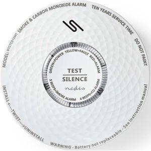 Rook- en Koolmonoxidemelder - Geïntegreerde batterij - 85dB - 134mm - Wit