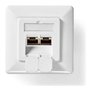 STP CAT6a Inbouwdoos - 2x RJ45 - Wit