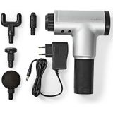 Nedis Sportmassagepistool - Batterij Gevoed - Ingebouwde Lithium-Ion - Oplaadbaar - 6 Massage Modes - 4 Verwisselbare Hulpstukken - Grijs / Zwart