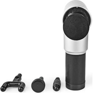 Nedis Sportmassagepistool - Batterij Gevoed - Ingebouwde Lithium-Ion - Oplaadbaar - 6 Massage Modes - 4 Verwisselbare Hulpstukken - Grijs / Zwart