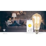Nedis - SmartLife Wi-Fi Filament LED-Lamp - E27 Fitting - Warm-Wit - Goud/Glas