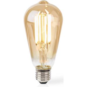 Nedis - SmartLife Wi-Fi Filament LED-Lamp - E27 Fitting - Warm-Wit - Goud/Glas