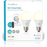 Nedis SmartLife Multicolour Lamp - Wi-Fi - E27 - 806 lm - 9 W - RGB / Warm tot Koel Wit - 2700 - 6500 K - Android / IOS - Peer - 2 Stuks