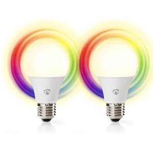 Nedis Wi-Fi smart LED-lampen | Full-Colour en Warm-Wit | E27 | 2-Pack