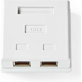 Nedis Netwerk Wanddoos - Opbouw - 2 poort(en) - STP CAT6 - Recht - Female - Goud Verguld - PVC - Wit - Envelop