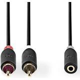 Nedis Stereo-Audiokabel - 2x RCA Male - 3,5 mm Female - Verguld - 1.00 m - Rond - Antraciet - Doos