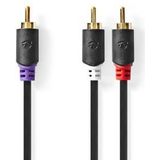 Nedis - Subwoofer/Tulp Mono - Tulp Stereo Audio Kabel - Zwart - 3 Meter