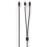 Nedis - Subwoofer/Tulp Mono - Tulp Stereo Audio Kabel - Zwart - 3 Meter