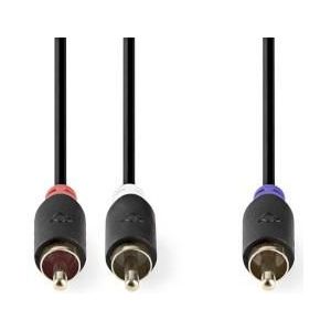 Nedis - Subwoofer/Tulp Mono - Tulp Stereo Audio Kabel - Zwart - 3 Meter