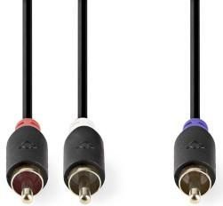 Nedis - Subwoofer/Tulp Mono - Tulp Stereo Audio Kabel - Zwart - 3 Meter