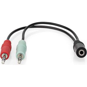 Nedis 3,5mm 4-polig (v) > 2x 3,5mm (m) headset adapter (CTIA/AHJ) - 0,20 meter