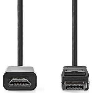 Nedis DisplayPort-Kabel - DisplayPort Male - HDMI Connector - 4K@30Hz - Vernikkeld - 1.00 m - Rond - PVC - Antraciet - Doos