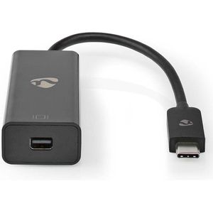 Nedis USB-C Adapter - USB 3.2 Gen 1 - USB-C Male - Mini DisplayPort Female - 8K@60Hz - 0.20 m - Rond - Vernikkeld - PVC - Zwart - Doos - 5412810336142