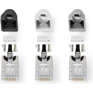 RJ45 Stekkers met 3 kleuren Tules - Cat6a, Cat7 en Cat8.1 - 10 stuks - 8P8C - Afgeschermd