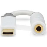 Nedis USB-C Adapter - USB 2.0 - USB-C Male - 3,5 mm Female - 0.10 m - Rond - Verguld - PVC - Wit - Doos