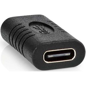 Nedis USB-C Adapter - USB 3.2 Gen 2 - USB-C Female - USB-C Female - 4K@60Hz - 10 Gbps - Rond - Vernikkeld - Zwart - Envelop