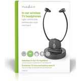 Nedis Draadloze TV-Koptelefoon - RF - In-Ear - 7 uur batterijduur - 25 m bereik - Digitale Audio - Laadstation - Balanscontrole - Slechthorenden - Zwart