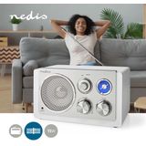 Nedis - RDFM5110WT - FM Radio - Wit/Zilver - Tafelmodel