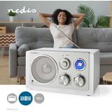 Nedis - RDFM5110WT - FM Radio - Wit/Zilver - Tafelmodel
