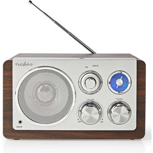Nedis FM-Radio - Tafelmodel - FM - Netvoeding - Analoog - 15 W - IP20 - Bruin