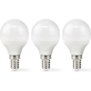 Nedis LED-Lamp E14 - G45 - 4.9 W - 470 lm - 2700 K - Warm Wit - Frosted - 3 Stuks