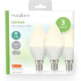 Nedis - LBE14C351P3 - Led-lamp - Warm Wit - Frosted - 3 Stuks