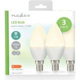 Nedis - LBE14C352P3 - Led-lamp - Warm Wit - Frosted - 3 Stuks