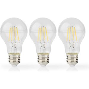 Nedis - LBFE27A602P3 - Led-Filamentlamp - Warm Wit - 7 W - 3 Stuks