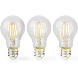 LED-Filamentlamp E27 | A60 | 7 W | 806 lm | 2700 K | Warm Wit | Aantal lampen in verpakking: 3 Stuks