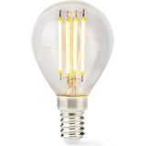 Nedis LED-Filamentlamp E14 - G45 - 4.5 W - 470 lm - 2700 K - Dimbaar - Warm Wit - Retrostijl - 1 Stuks - Doorzichtig