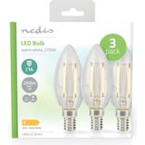 Nedis - LBFE14C351P3 - Led-Filamentlamp - Doorzichtig - E14 - Warm Wit - 2 W - 3 Stuks