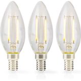 Nedis - LBFE14C351P3 - Led-Filamentlamp - Doorzichtig - E14 - Warm Wit - 2 W - 3 Stuks