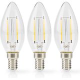 Nedis - LBFE14C351P3 - Led-Filamentlamp - Doorzichtig - E14 - Warm Wit - 2 W - 3 Stuks