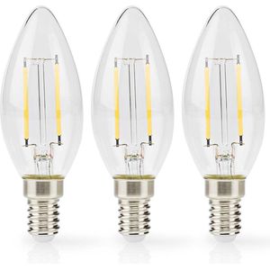 Nedis - LBFE14C351P3 - Led-Filamentlamp - Doorzichtig - E14 - Warm Wit - 2 W - 3 Stuks
