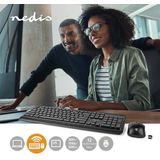 Nedis Muis en Toetsenbord - Set - Draadloos - Muis- en toetsenbordverbinding: USB - 800 / 1200 / 1600 dpi - Instelbare DPI - QWERTY - US Internationaal