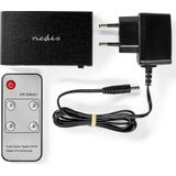 Nedis Digitale Audio-Switch - 4-wegs - Input: DC Power / 4x TosLink - Output: TosLink Female - Afstandsbediening / Drukknop / Manueel - Metaal - Zwart