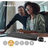 Nedis Muis en Toetsenbord - Set - Draadloos - Muis- en toetsenbordverbinding: USB - 800 / 1200 / 1600 dpi - Instelbare DPI - QWERTY - Scandinavisch