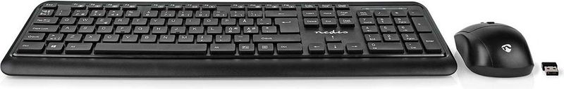 Nedis - KBMCW100BKND - Draadloos Toetsenbord En Muis - Zwart - Usb - Qwerty Scandinavisch