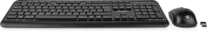Nedis Muis en Toetsenbord - Set - Draadloos - Muis- en toetsenbordverbinding: USB - 800 / 1200 / 1600 dpi - Instelbare DPI - QWERTY - Italiaans - zwart 5412810403998