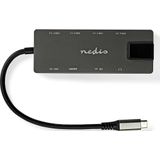 Nedis USB Multi-Port Adapter - USB 3.2 Gen 1 - USB-C Male - HDMI Output / RJ45 Female / SD / 2x USB-C / 3,5 mm Female / 3x USB-A Female - 5 Gbps - 0.20 m - Rond - Verguld - PVC - Antraciet - Doos