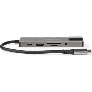 Nedis USB-C naar HDMI 4K 60Hz, USB-A/USB-C, USB-C PD 100W, RJ45, 3,5mm en (Micro) SD adapter / grijs - 0,20 meter